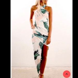 Jean jail asymmetrical white tropical dress